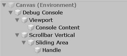 Debug Console UI Hierarchy